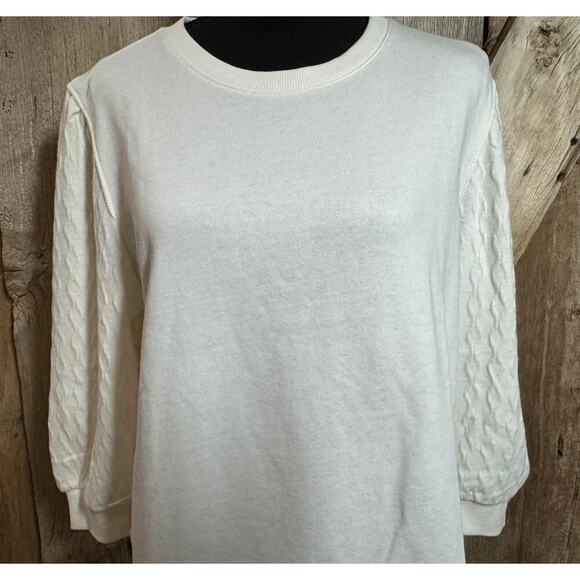 NWT Nautica Women's L Ivory / Bone Knit Sweater Casual Pullover Long Sleeve - Picture 2 of 9